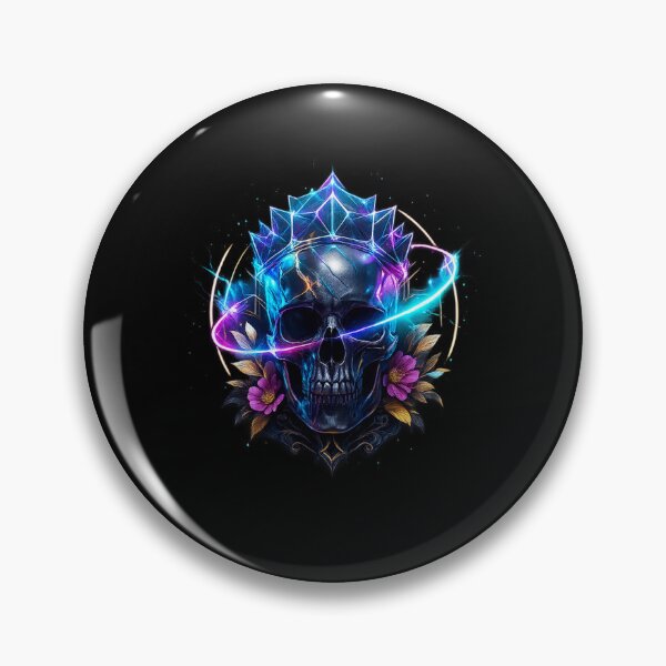 Item preview, Neon crowned skull with purple flowers designed and sold by LaNadaYFundante.