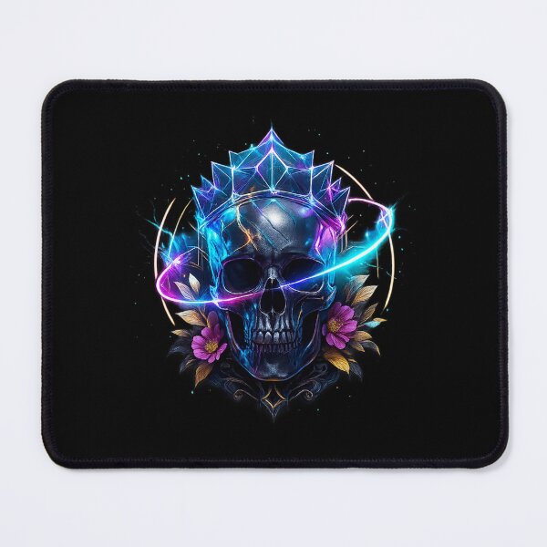 Item preview, Neon crowned skull with purple flowers designed and sold by LaNadaYFundante.