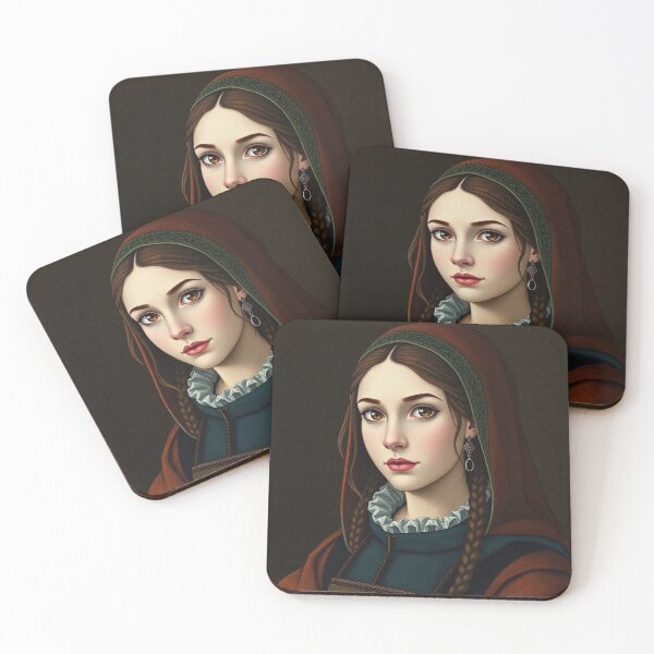 Item preview,  Tudor Era Courtier woman in a beautiful period dress portrait art designed and sold by Vintage Designs +.