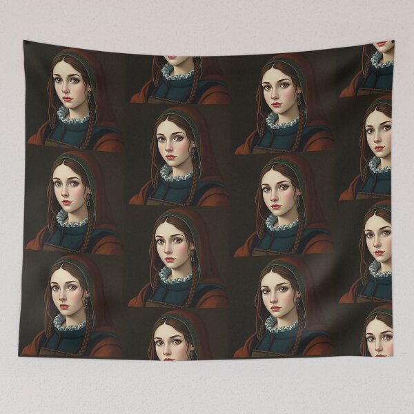 Item preview,  Tudor Era Courtier woman in a beautiful period dress portrait art designed and sold by Vintage Designs +.