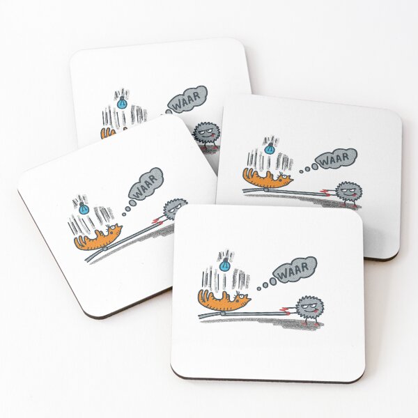 Item preview, Falling Orange Cat and Fuzzy Monster — Funny Cartoon Illustration designed and sold by YokoByIngoErno.