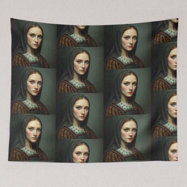 Item preview, Tudor Era Courtier woman in a beautiful period dress portrait art designed and sold by Vintage Designs +.