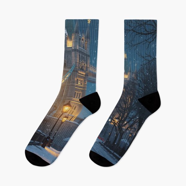 Item preview, Lifestyle Hub: Cozy Winter London Illustration – Snowy Tower Bridge Art designed and sold by M&M Lifestyle Hub.