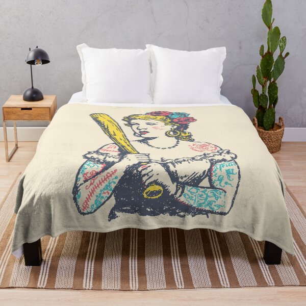 Item preview, Tattooed Woman with Baseball Bat – Pop Art Empowerment designed and sold by Mystikos Art.