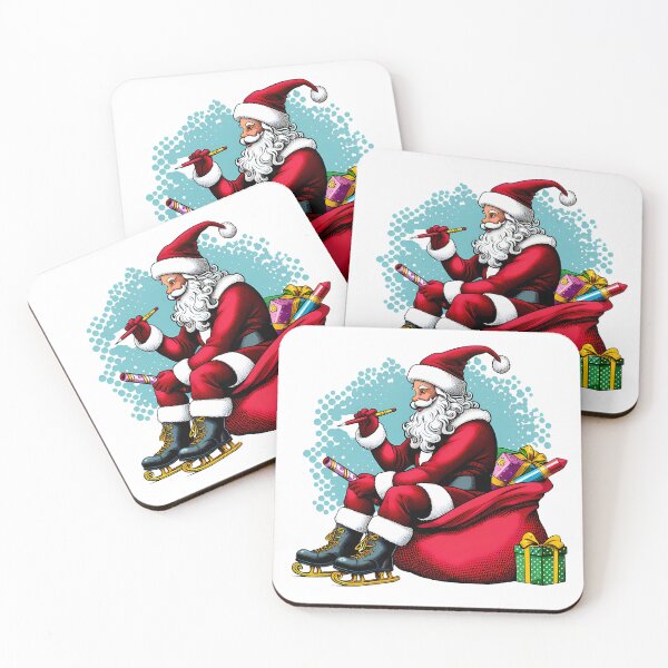 Item preview, Pop Art Santa on Ice Skates – Retro Comic-Style Christmas Illustration designed and sold by Art-Arcade6.