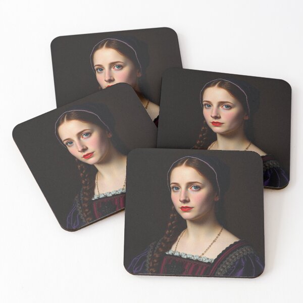 Item preview, Tudor Era Courtier woman in a beautiful period dress portrait art designed and sold by Vintage Designs +.