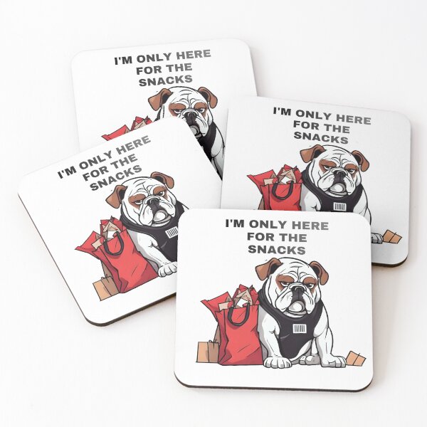 Item preview, I'm Only Here For The Snacks - Funny Bulldog Black Friday Survivor designed and sold by The Grumpy Pet Club.
