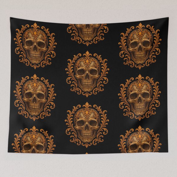 Item preview, Ornamental sepia skull designed and sold by LaNadaYFundante.