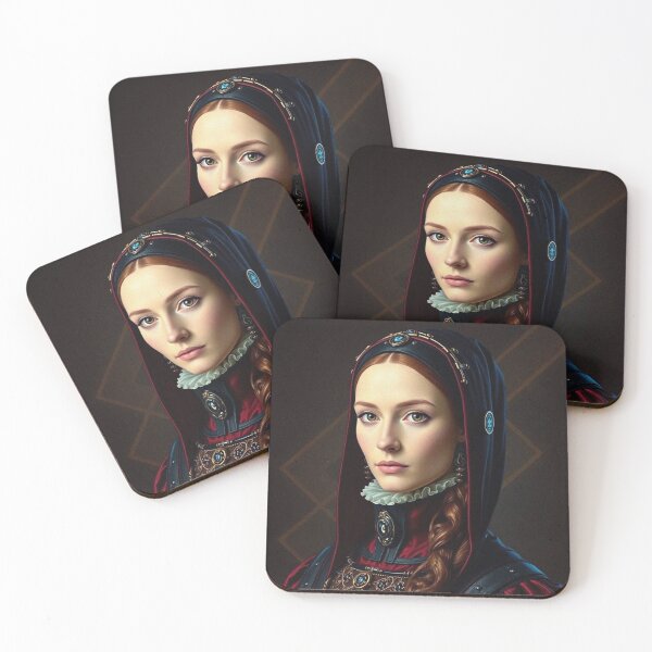 Item preview, Tudor Era Courtier woman in a beautiful period dress portrait art designed and sold by Vintage Designs +.