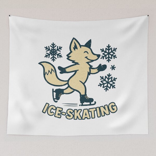 Item preview, Fox ice skating with snowflakes funny Christmas  designed and sold by CloudyPress.