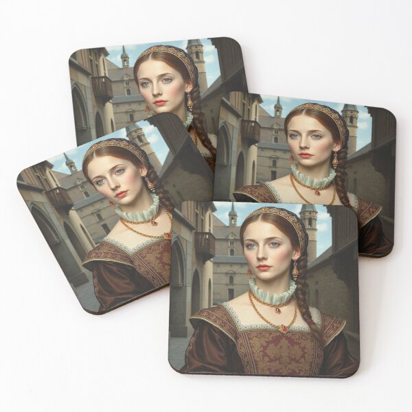 Item preview, Tudor Era Courtier woman in a beautiful period dress portrait art designed and sold by Vintage Designs +.