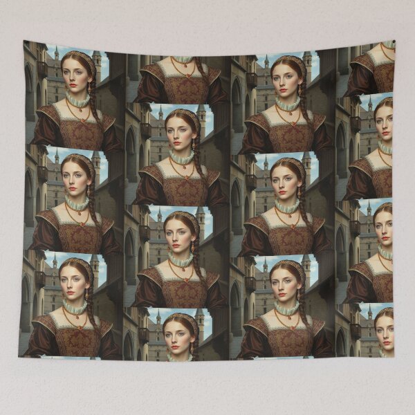Item preview, Tudor Era Courtier woman in a beautiful period dress portrait art designed and sold by Vintage Designs +.