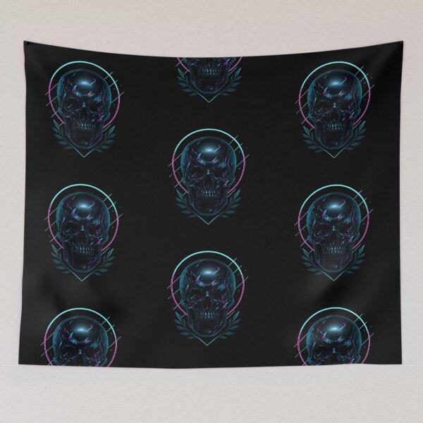 Item preview, Black neon skull in pink and cyan designed and sold by LaNadaYFundante.