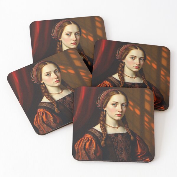 Item preview, Tudor Era Courtier woman in a beautiful period dress portrait art designed and sold by Vintage Designs +.