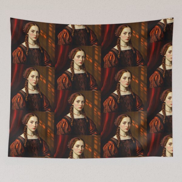 Item preview, Tudor Era Courtier woman in a beautiful period dress portrait art designed and sold by Vintage Designs +.