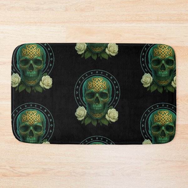 Item preview, Green Celtic skull with white roses designed and sold by LaNadaYFundante.