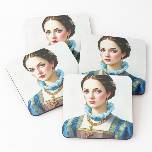 Item preview, Tudor Era Courtier woman in a beautiful period dress portrait art designed and sold by Vintage Designs +.