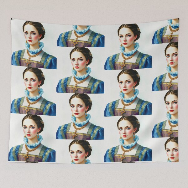 Item preview, Tudor Era Courtier woman in a beautiful period dress portrait art designed and sold by Vintage Designs +.