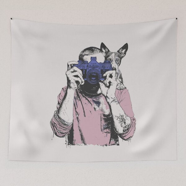 Item preview, Photographer with Dog – Artistic Camera Moment designed and sold by Mystikos Art.