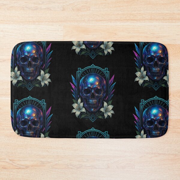 Item preview, Chrome skull with white lilies designed and sold by LaNadaYFundante.