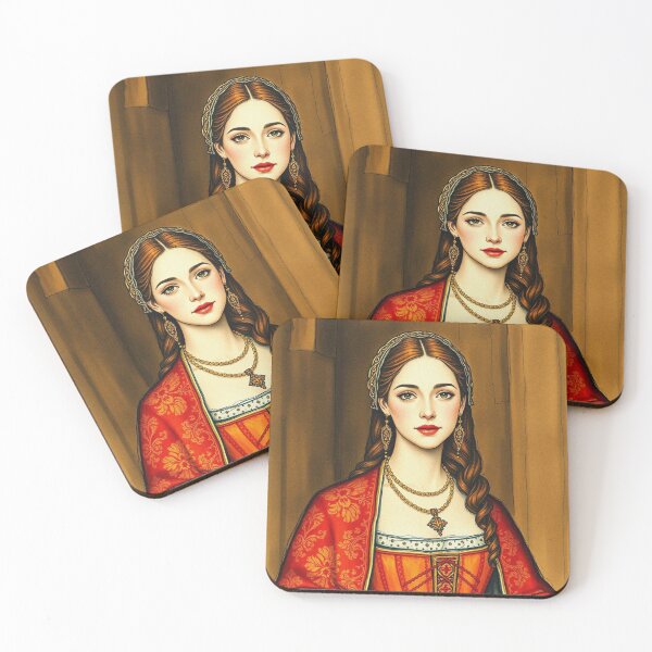 Item preview,  Tudor Era Courtier woman in a beautiful period dress portrait art designed and sold by Vintage Designs +.