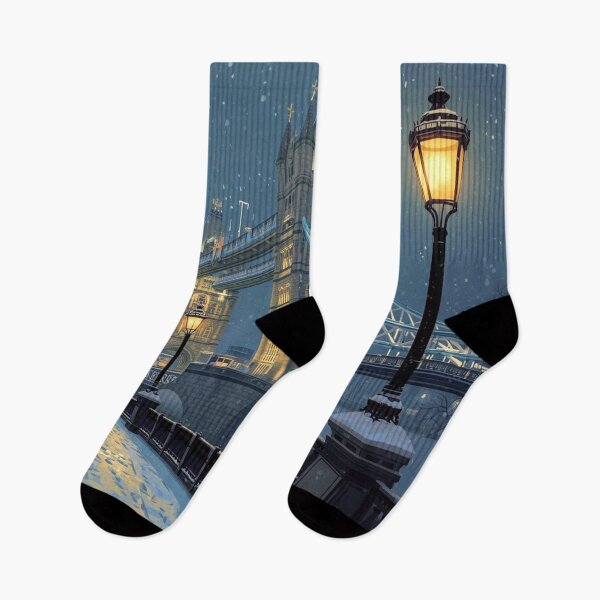 Item preview, Lifestyle Hub: Cozy Winter London Illustration – Snowy Tower Bridge Art designed and sold by M&M Lifestyle Hub.