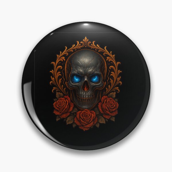 Item preview, Dark skull with orange roses designed and sold by LaNadaYFundante.