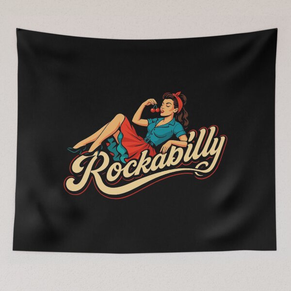 Item preview, Rockabilly woman 50s lying down, petticoat, gift designed and sold by Pineapple-Tree.