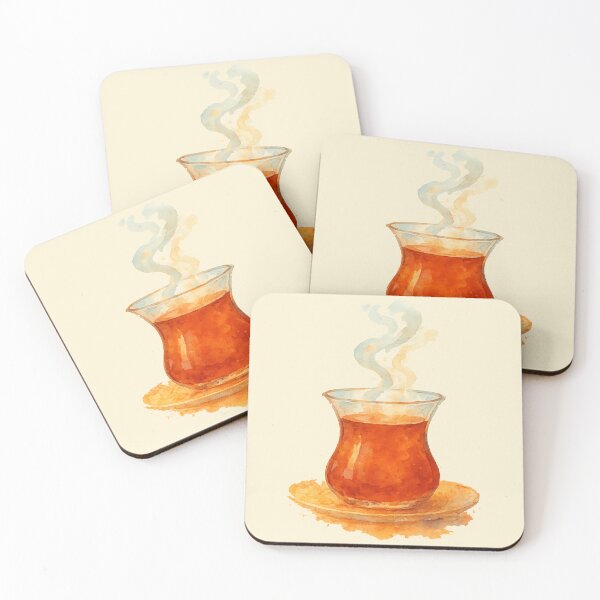 Item preview, Steaming Turkish Tea Watercolor Art – Istanbul Inspired Red Design | Turkish Flag Aesthetic | Turkey Europe Culture designed and sold by Globalcitytees.