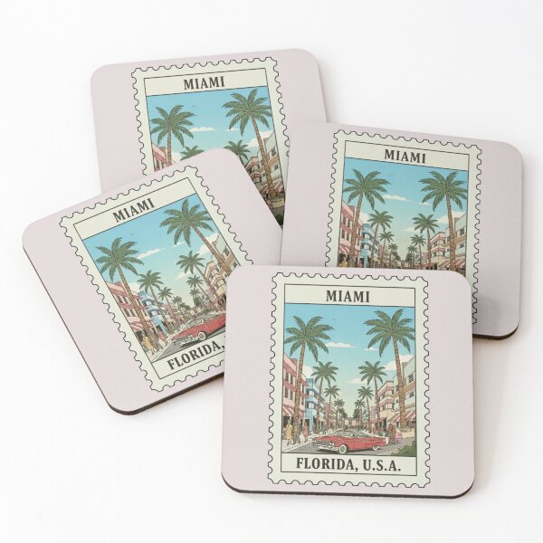 Item preview, Vintage Miami Florida Stamp Illustration designed and sold by allaboutstamps.