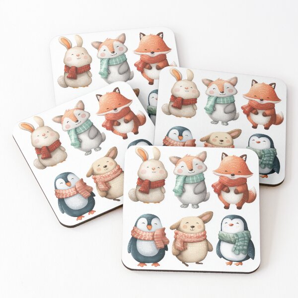 Item preview, Cute Winter Animals with Scarves – Kawaii Woodland & Arctic Friends designed and sold by fadiabb87.