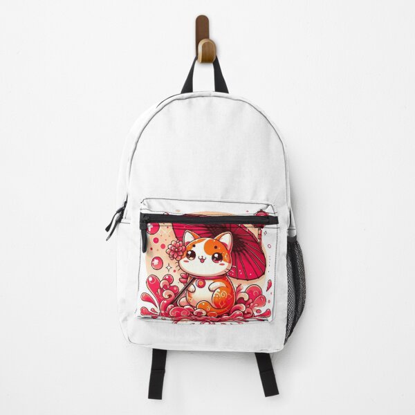 Item preview, Kawaii Japanese Lucky Cat Red Umbrella designed and sold by BigBlueArt.