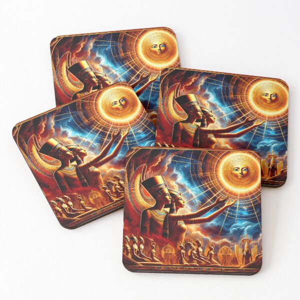 Item preview, Akhenaten and Nefertiti Praising the Aten | Mythic Egyptian Solar Art designed and sold by Stoneflower-Art.