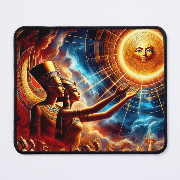 Item preview, Akhenaten and Nefertiti Praising the Aten | Mythic Egyptian Solar Art designed and sold by Stoneflower-Art.