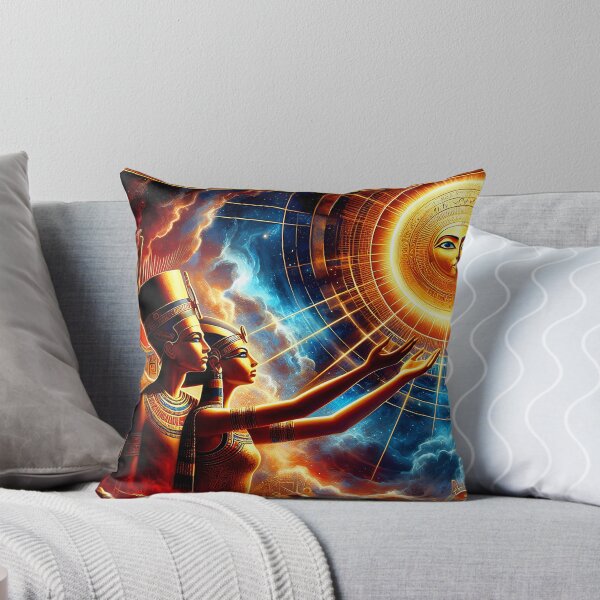 Item preview, Akhenaten and Nefertiti Praising the Aten | Mythic Egyptian Solar Art designed and sold by Stoneflower-Art.