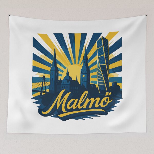 Item preview, Malmö city Sweden cool epic national colors yellow blue gift designed and sold by Pineapple-Tree.
