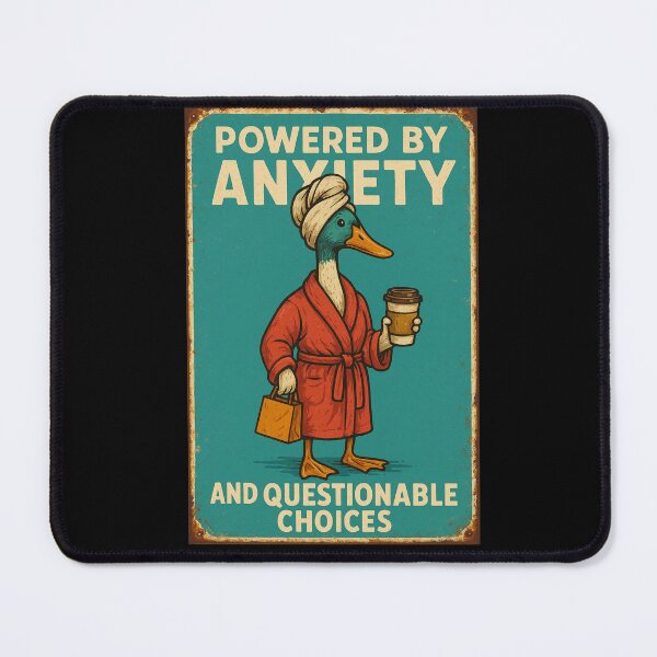 Item preview, Retro Duck Humor Vintage Powered Anxiety and Questionable choices designed and sold by Galskap.