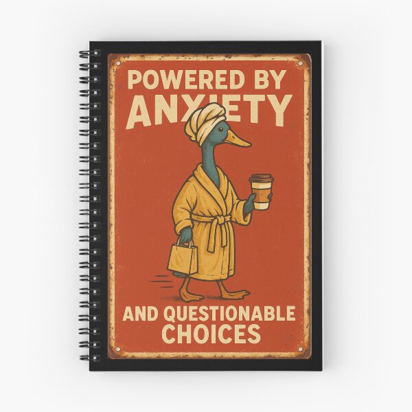 Item preview, Copy of Retro Duck Humor Vintage Powered Anxiety and Questionable choices designed and sold by Galskap.