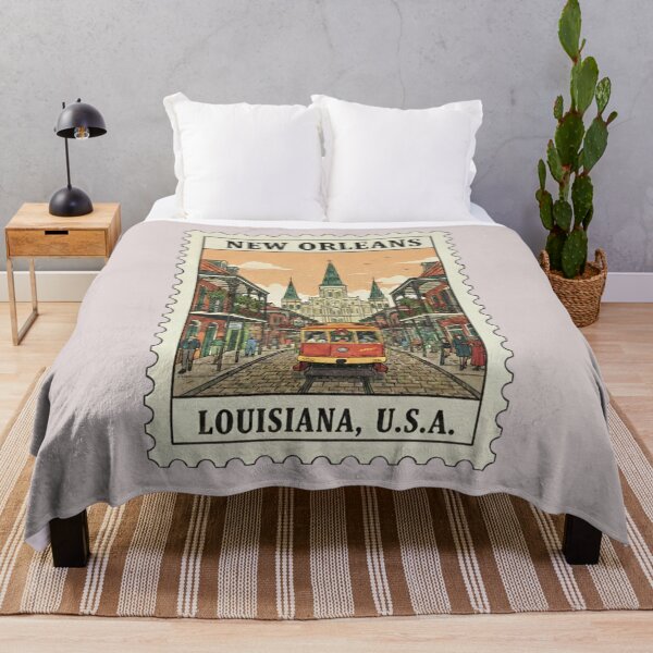 Item preview, Vintage New Orleans Louisiana Stamp Illustration designed and sold by allaboutstamps.