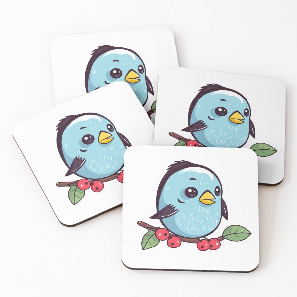 Item preview, Adorable blue baby bird on a branch with berries designed and sold by y-a-y.