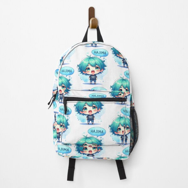 Item preview, Chibi boy with turquoise hair shouts HAJIMA, stop that designed and sold by LiskoDesign.