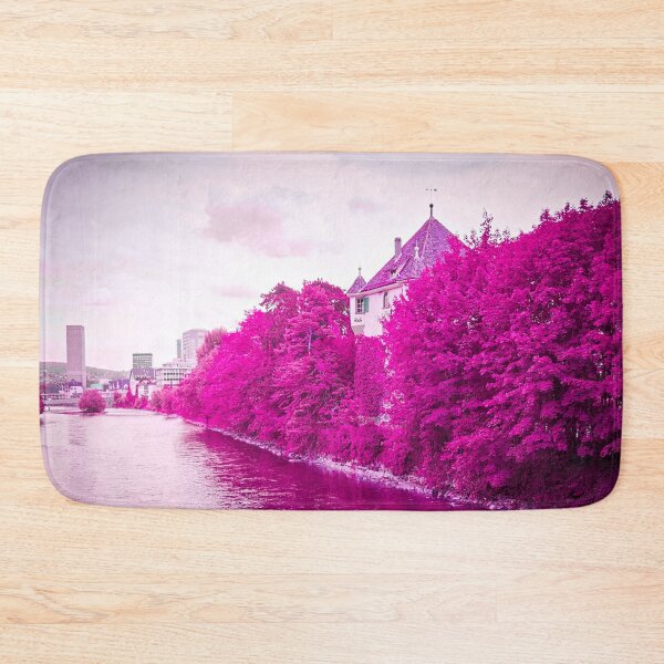 Item preview, Hardturm Zürich in Pink – Artistic Scenery on the Limmat / Swiss Artwork Photography designed and sold by Raphael Wolf.