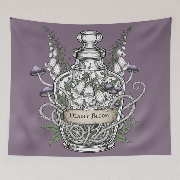 Item preview, Gothic Apothecary Jar | Deadly Bloom Botanical Art | Dark Academia Poisonous Plants designed and sold by Thaliandra.