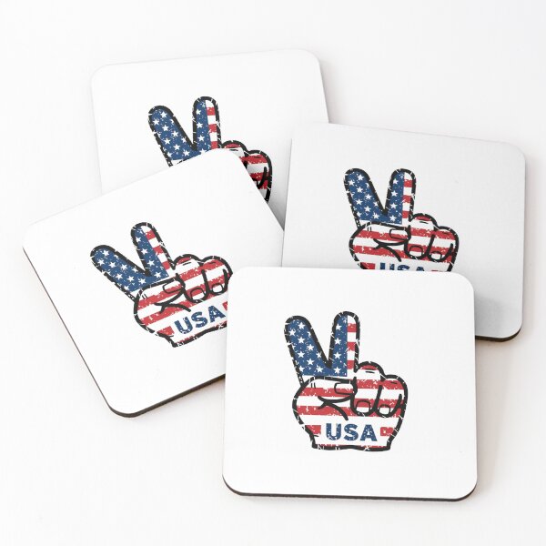 Item preview, Vintage Peace Sign Fingers USA Flag designed and sold by inkNext.