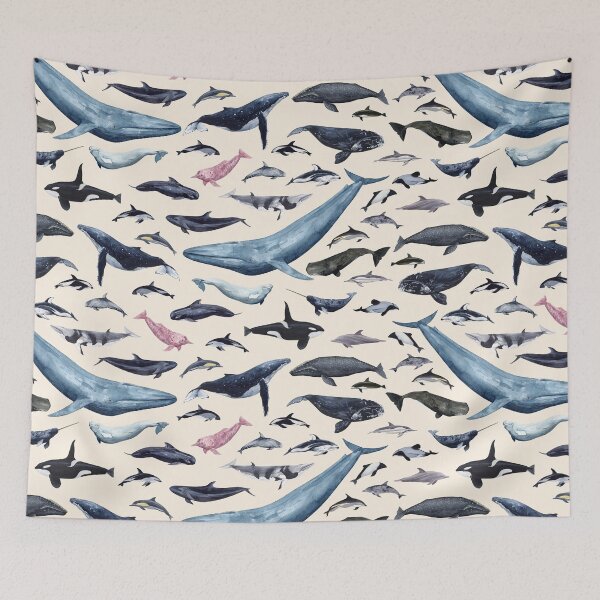 Item preview, CETACEANS POSTER-beige text designed and sold by BEATRIZ ABAITUA.