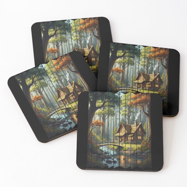 Item preview, Cozy Cottage in Nature Forest Landscape Home Art Design designed and sold by Chroma Dreams .
