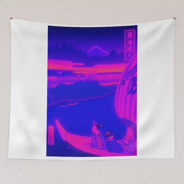 Item preview, Neon Boat Journey at Shinagawa: Edo Nights on the Tokaido designed and sold by Neo-Ukiyo-Wave.