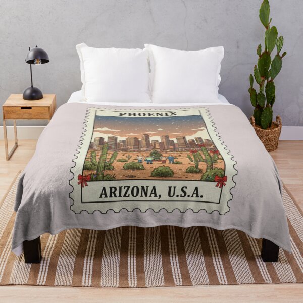 Item preview, Vintage Phoenix Arizona Stamp Illustration designed and sold by allaboutstamps.