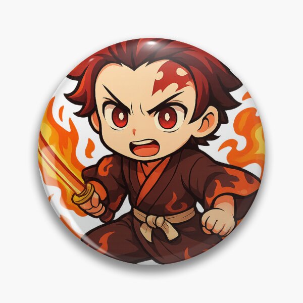 Item preview, Chibi Flame Samurai Warrior Sticker – Fiery Anime Battle Style designed and sold by Peel & Purpose.