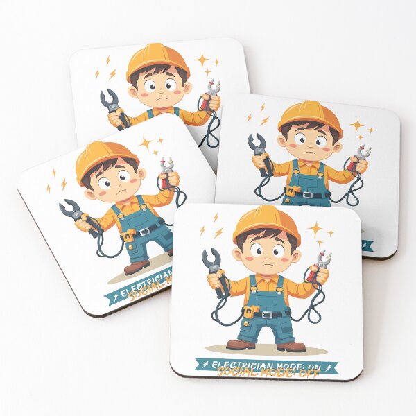 Item preview, Electrician Mode On Social Mode Off – Kawaii Electrician Funny Work T-Shirt designed and sold by Design-Pro-21.